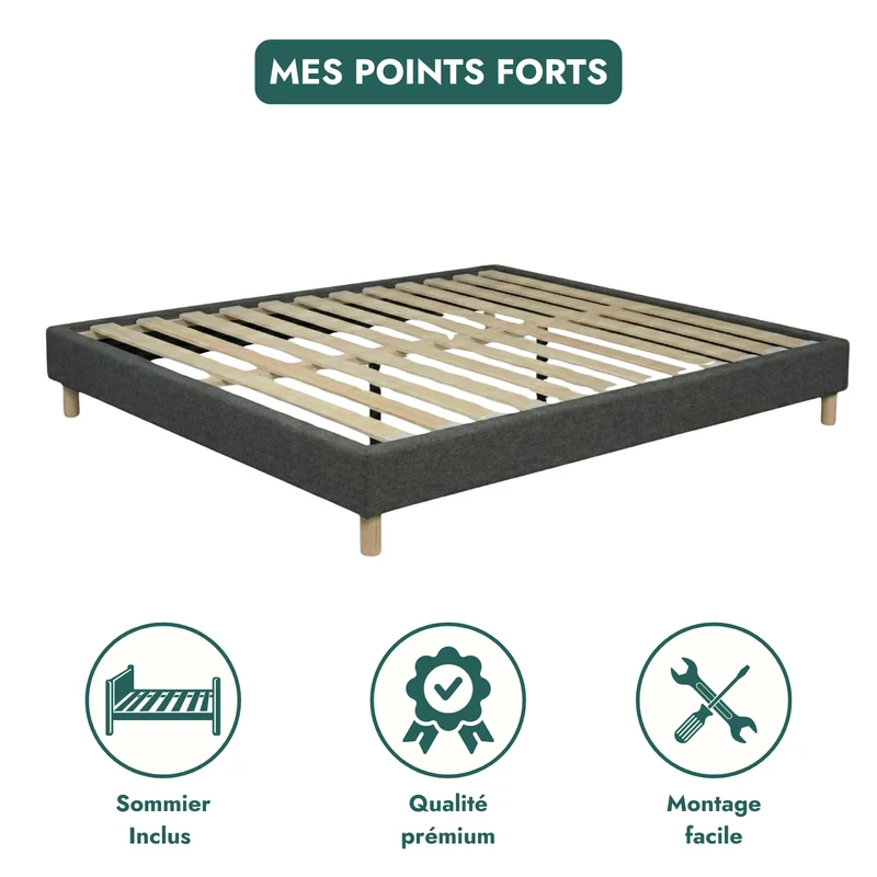 Ensemble lit fixe et matelas confort Cosmos - Collection Tissu
