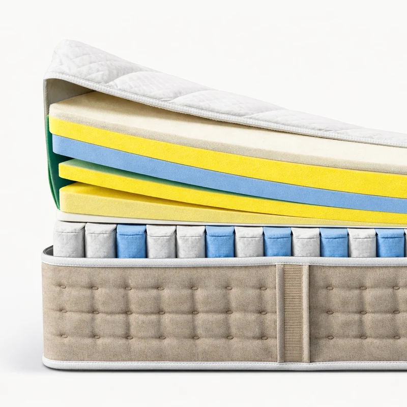 Ensemble avec lit fixe et matelas d'hôtel - Collection Simili cuir