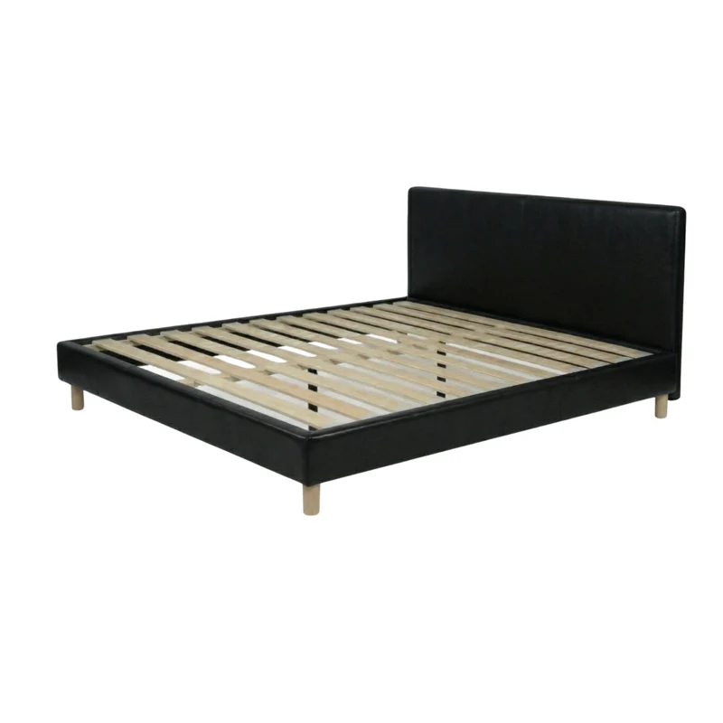 Ensemble avec lit fixe et matelas d'hôtel - Collection Simili cuir