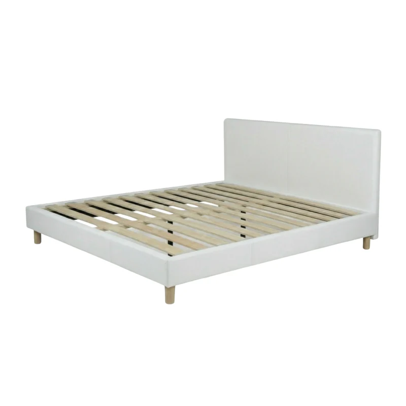 Ensemble avec lit fixe et matelas d'hôtel - Collection Simili cuir