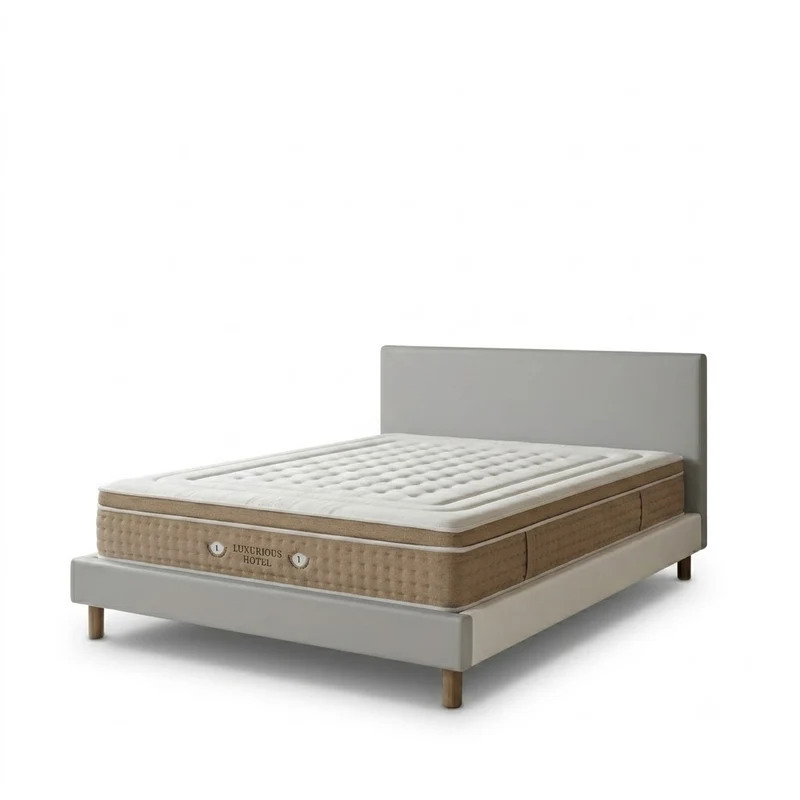 Ensemble avec lit fixe et matelas d'hôtel - Collection Simili cuir