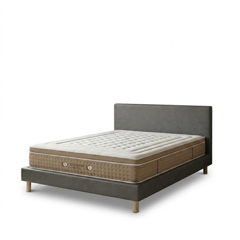 Ensemble avec lit fixe et matelas d'hôtel - Collection Simili cuir