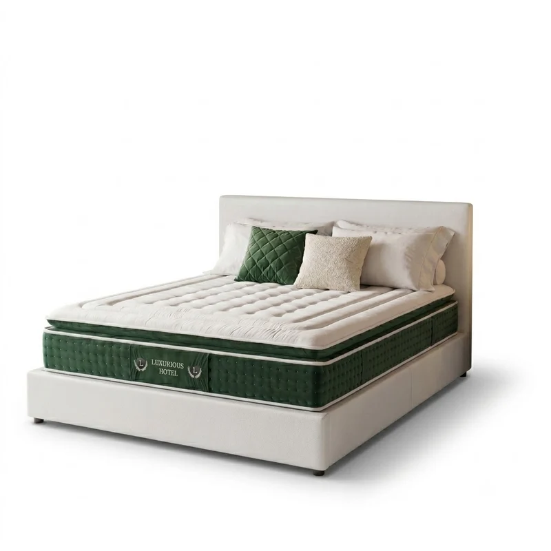 Ensemble literie complet avec lit coffre et matelas d'hôtel - Collection Simili cuir