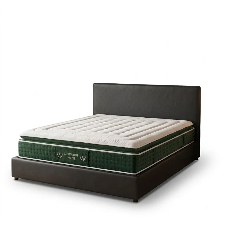 Ensemble literie complet avec lit coffre et matelas d'hôtel - Collection Simili cuir