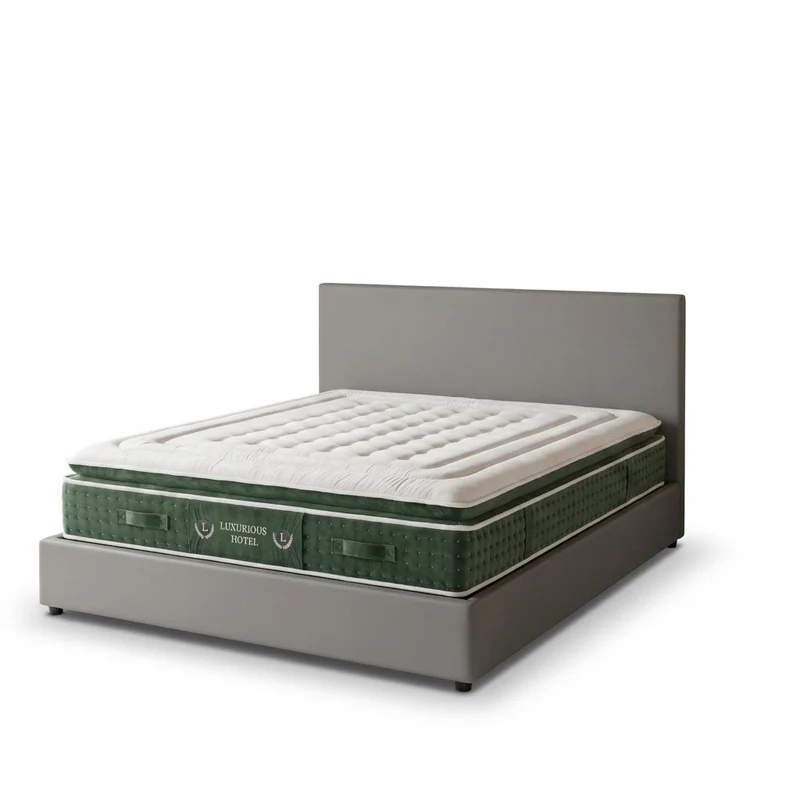 Ensemble literie complet avec lit coffre et matelas d'hôtel - Collection Simili cuir