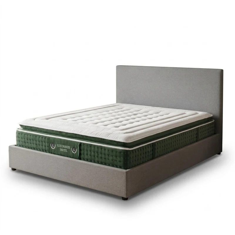 Ensemble literie complet avec lit coffre et matelas d'hôtel - Collection Tissu