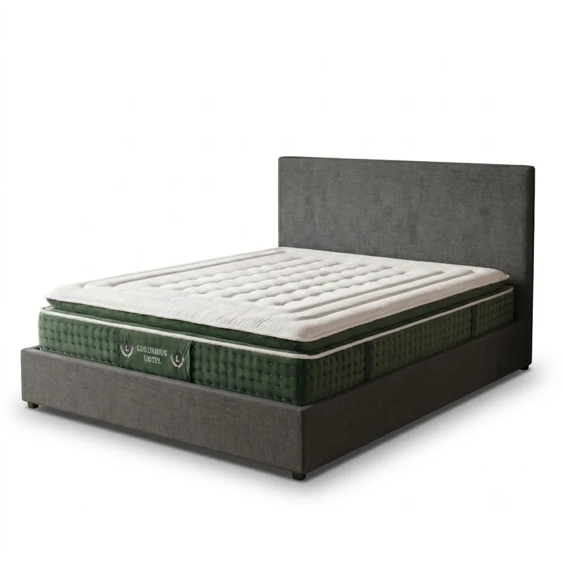 Ensemble literie complet avec lit coffre et matelas d'hôtel - Collection Tissu