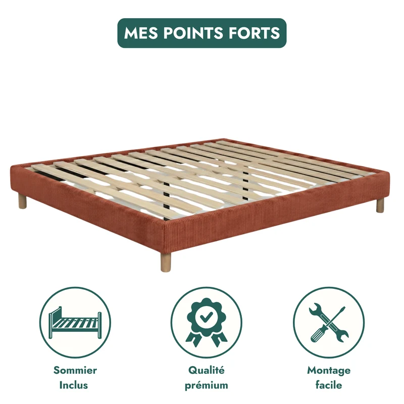 Ensemble lit et matelas confort - Collection Velours côtelé
