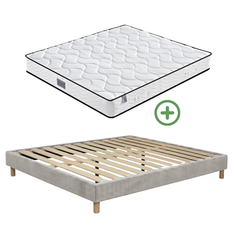 Ensemble lit et matelas confort - Collection Velours côtelé