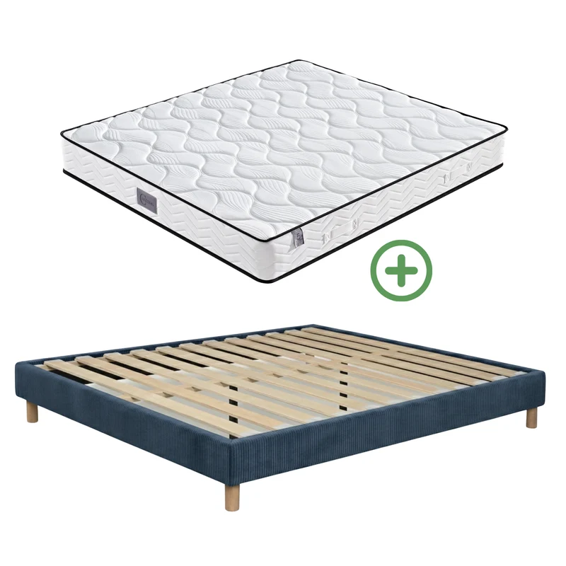 Ensemble lit et matelas confort - Collection Velours côtelé