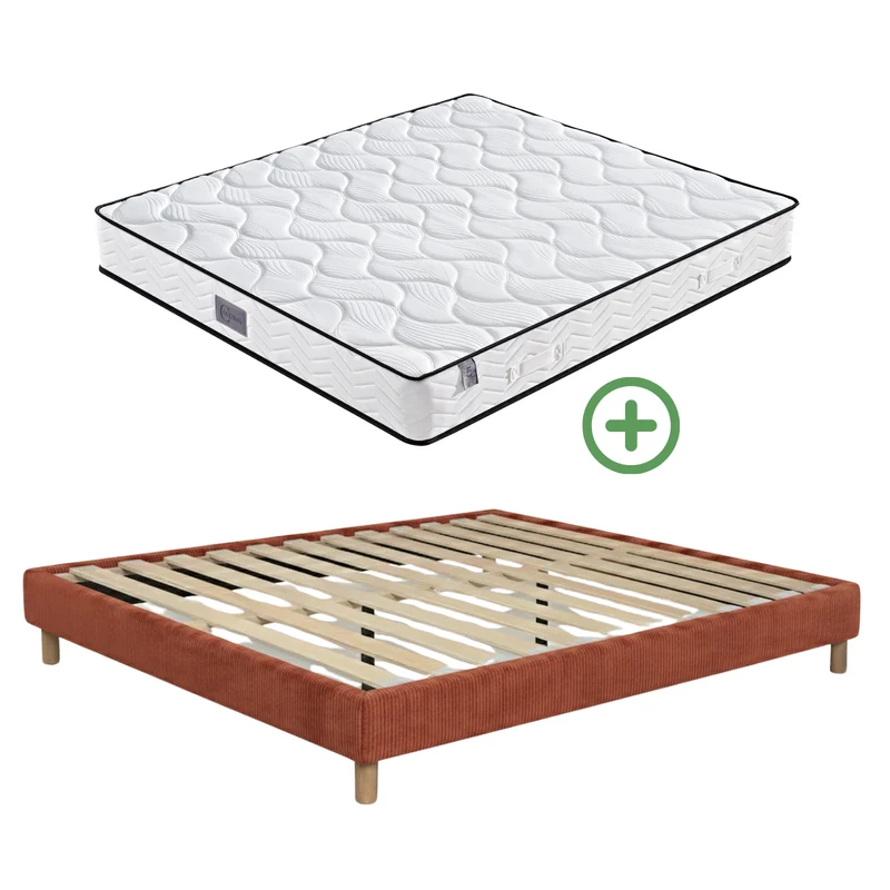 Ensemble lit et matelas confort - Collection Velours côtelé