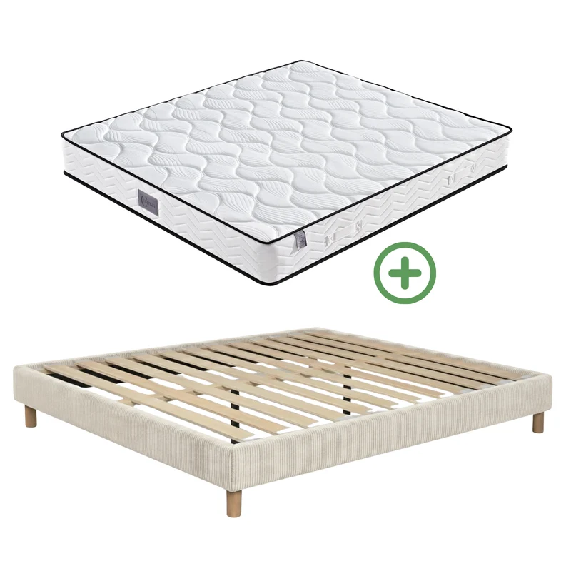 Ensemble lit et matelas confort - Collection Velours côtelé