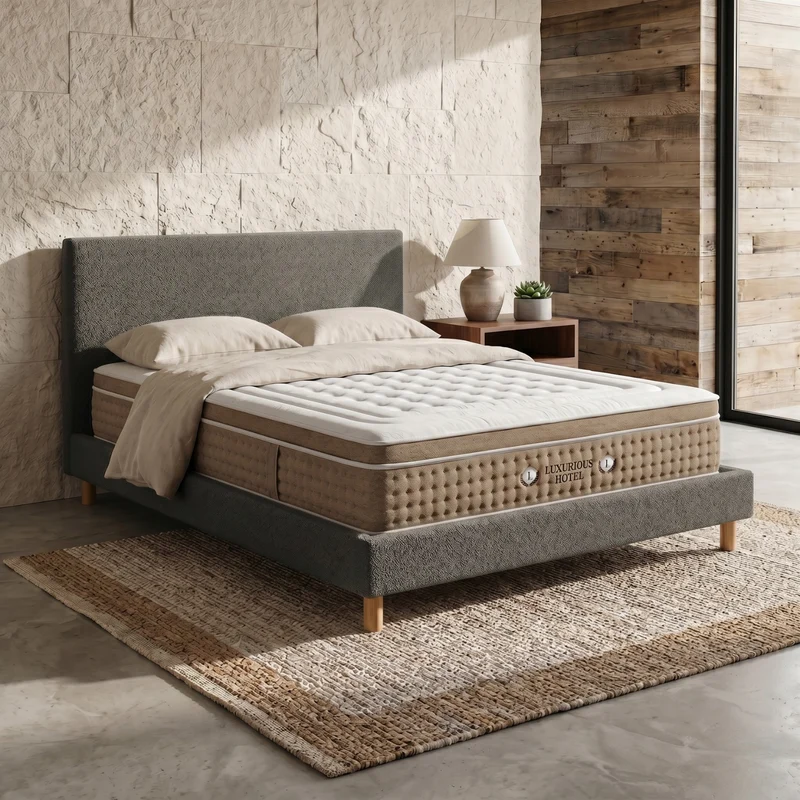 Ensemble avec lit fixe et matelas d'hôtel - Collection Bouclette