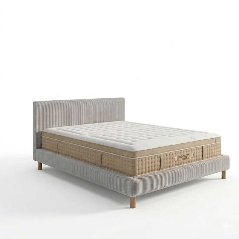 Ensemble avec lit fixe et matelas d'hôtel - Collection Velours côtelé