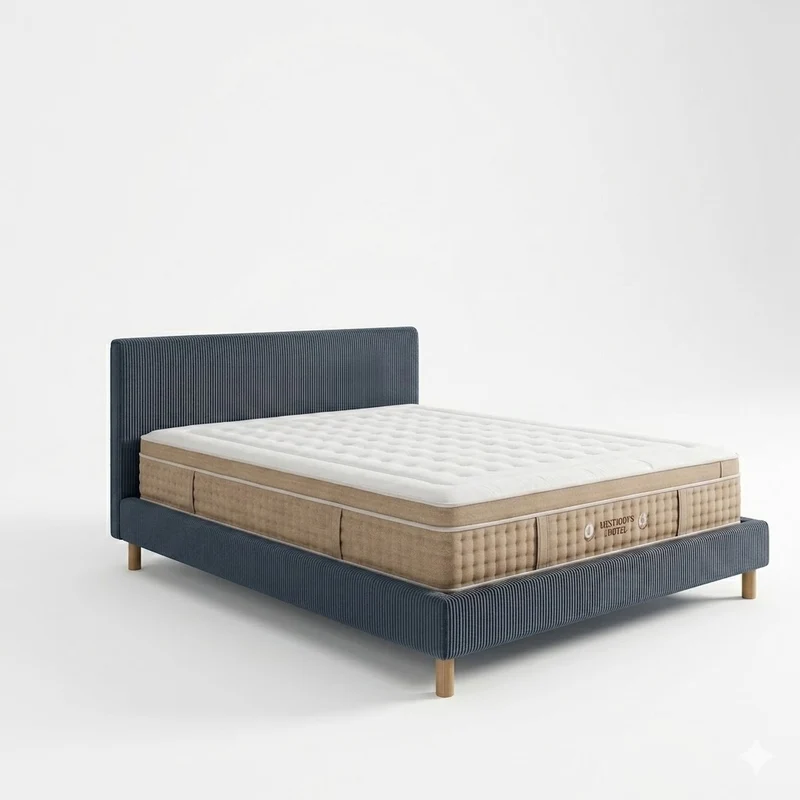 Ensemble avec lit fixe et matelas d'hôtel - Collection Velours côtelé