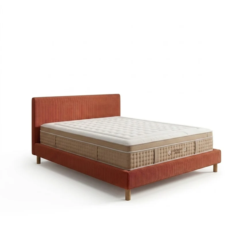 Ensemble avec lit fixe et matelas d'hôtel - Collection Velours côtelé