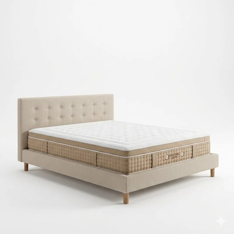 Ensemble avec lit fixe et matelas d'hôtel - Collection Velours côtelé