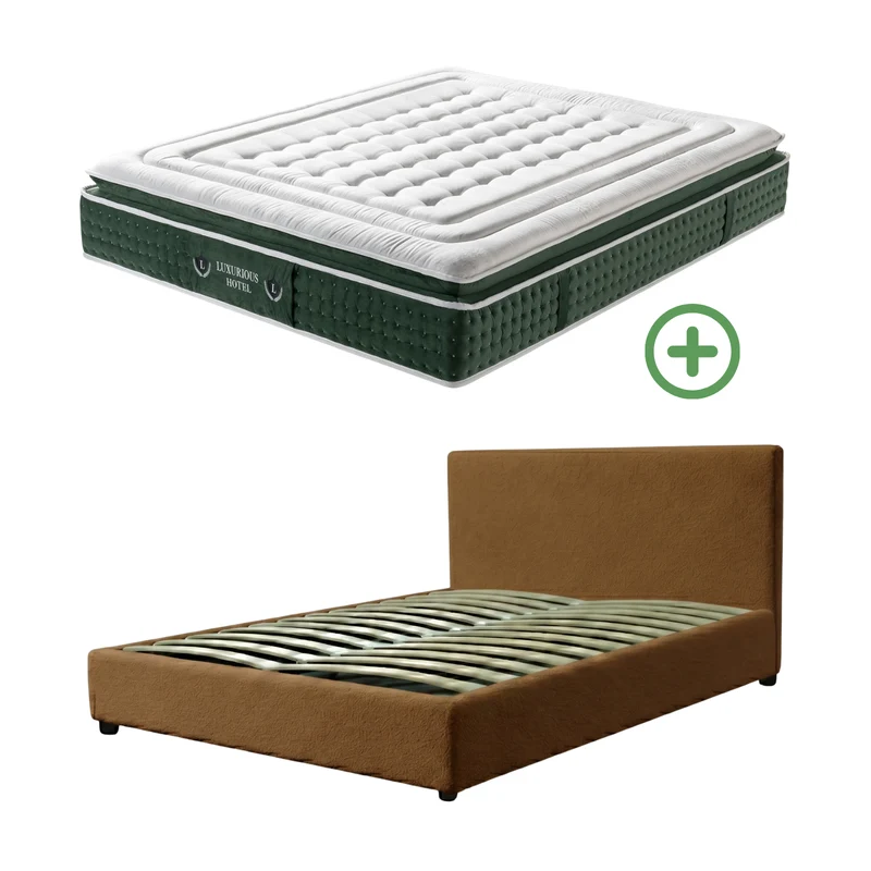 Ensemble literie complet avec lit coffre et matelas d'hôtel - Collection Bouclette