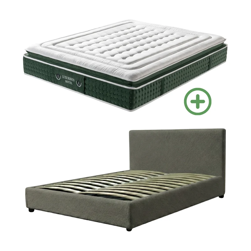 Ensemble literie complet avec lit coffre et matelas d'hôtel - Collection Bouclette