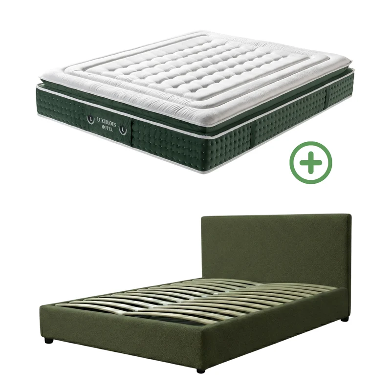 Ensemble literie complet avec lit coffre et matelas d'hôtel - Collection Bouclette