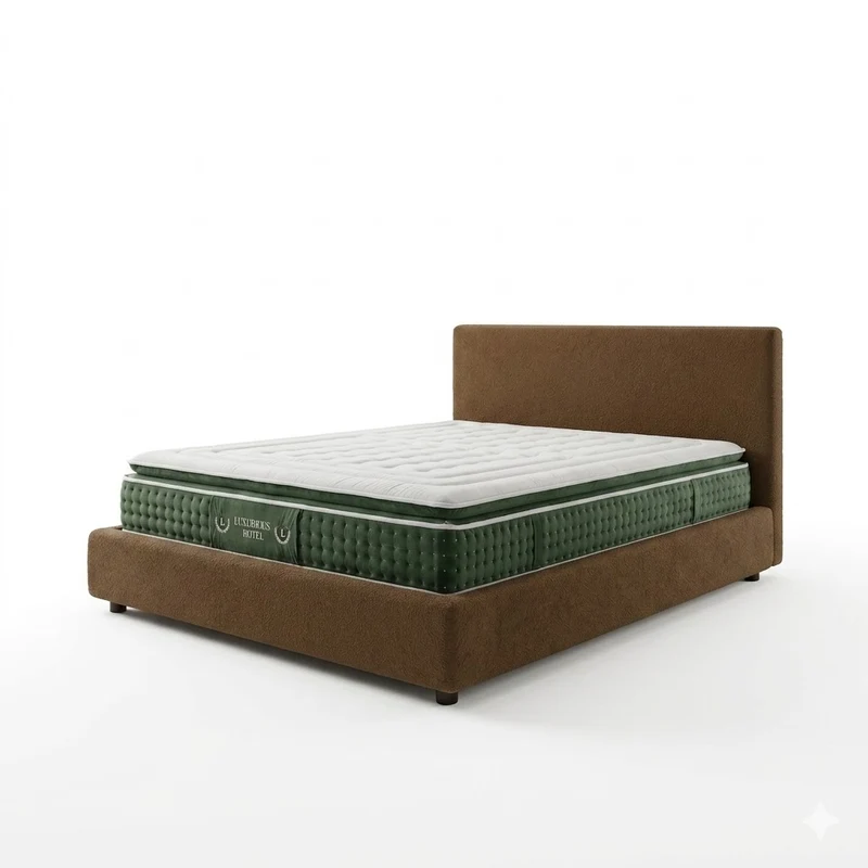 Ensemble literie complet avec lit coffre et matelas d'hôtel - Collection Bouclette
