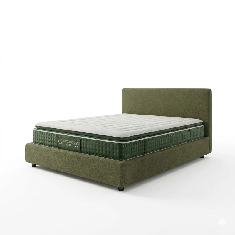 Ensemble literie complet avec lit coffre et matelas d'hôtel - Collection Bouclette
