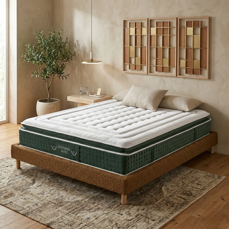 Ensemble literie complet avec lit et matelas d'hôtel - Collection Bouclette