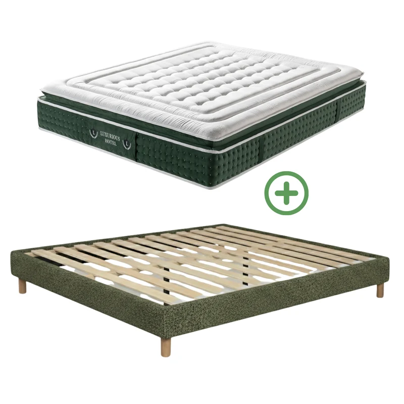 Ensemble literie complet avec lit et matelas d'hôtel - Collection Bouclette