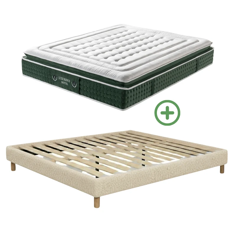 Ensemble literie complet avec lit et matelas d'hôtel - Collection Bouclette