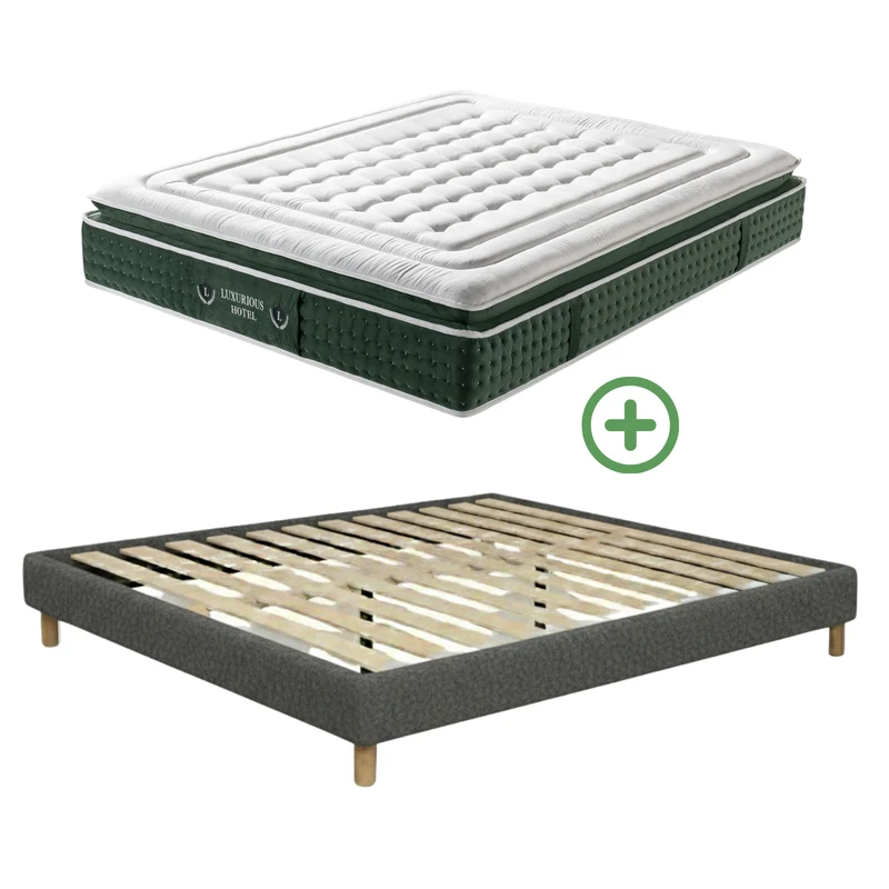 Ensemble literie complet avec lit et matelas d'hôtel - Collection Bouclette