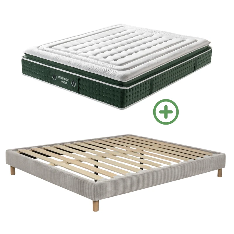 Ensemble literie complet avec lit et matelas d'hôtel - Collection Velours côtelé