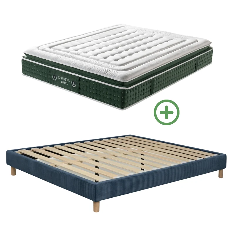 Ensemble literie complet avec lit et matelas d'hôtel - Collection Velours côtelé