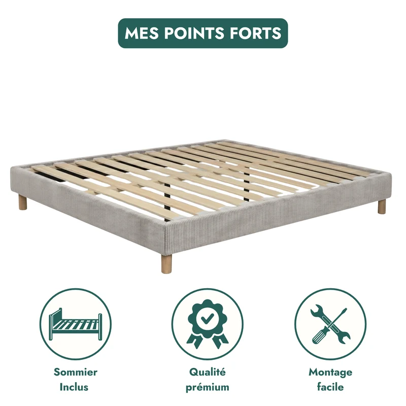 Ensemble literie complet avec lit et matelas d'hôtel - Collection Velours côtelé