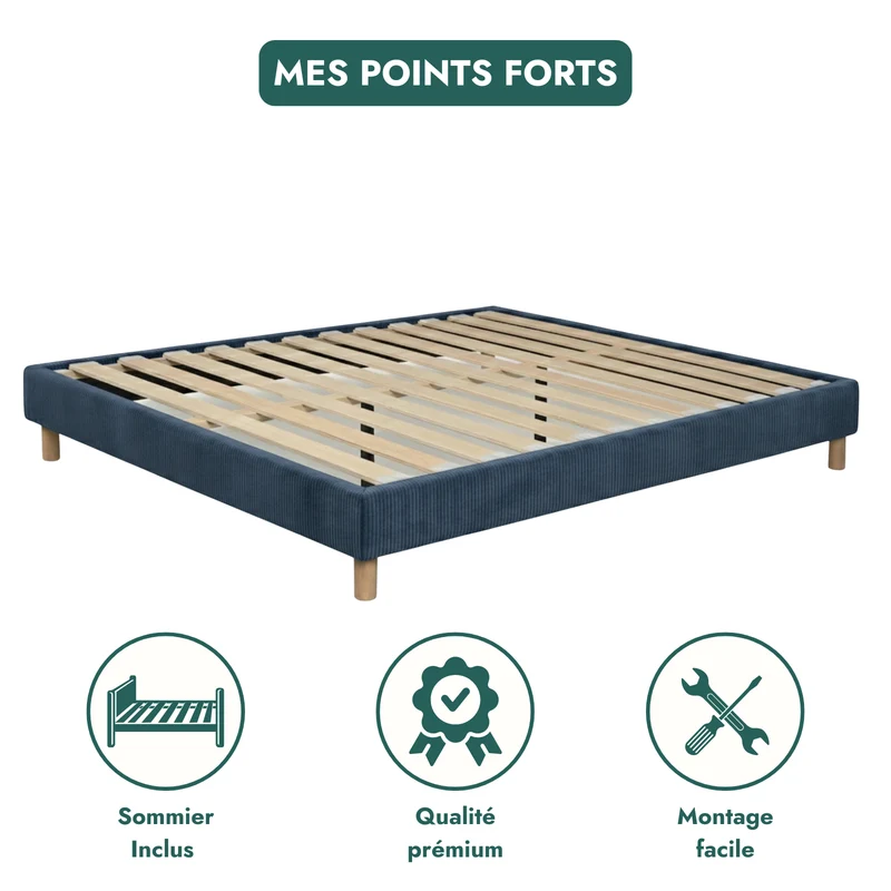 Ensemble literie complet avec lit et matelas d'hôtel - Collection Velours côtelé