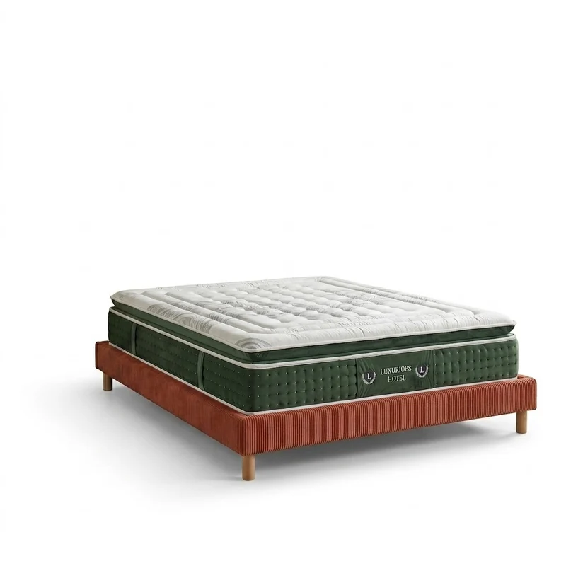 Ensemble literie complet avec lit et matelas d'hôtel - Collection Velours côtelé