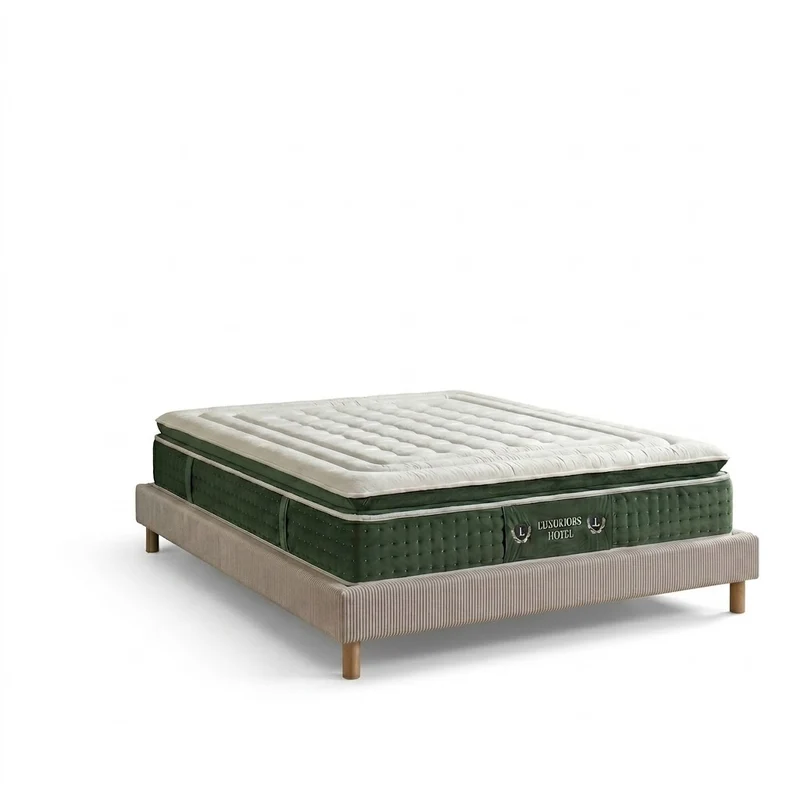 Ensemble literie complet avec lit et matelas d'hôtel - Collection Velours côtelé