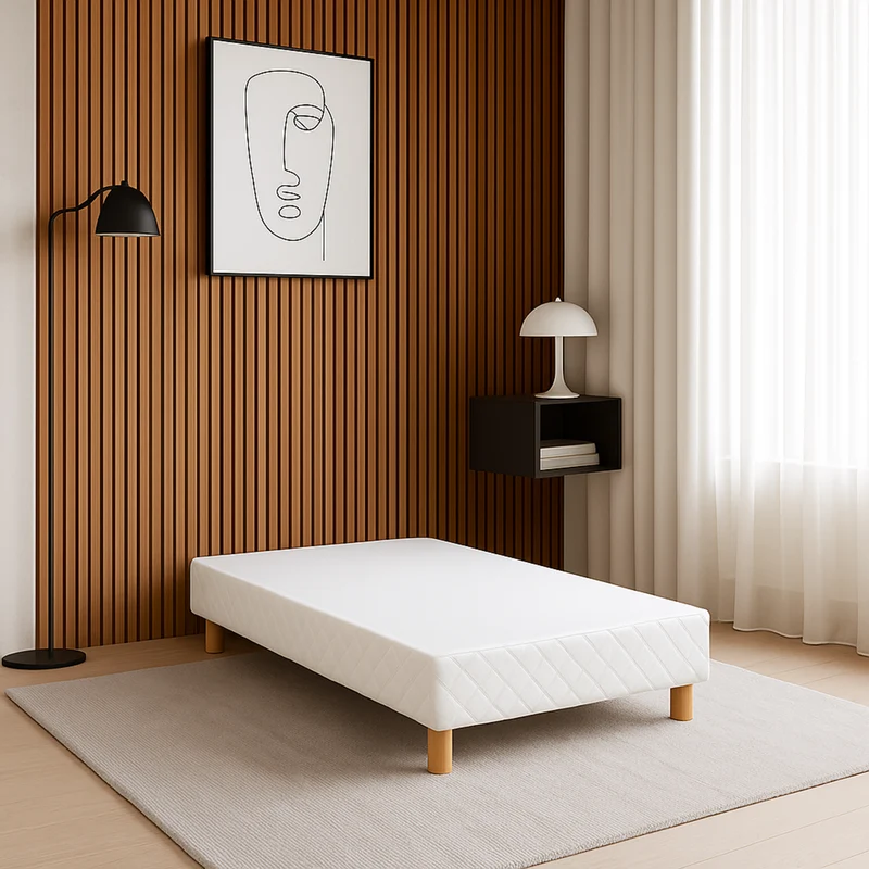 Sommier tapissier, contour tissu, structure bois - Collection Confort