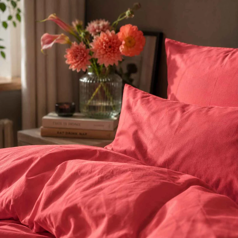 Bettwäsche Set: Perkal pink