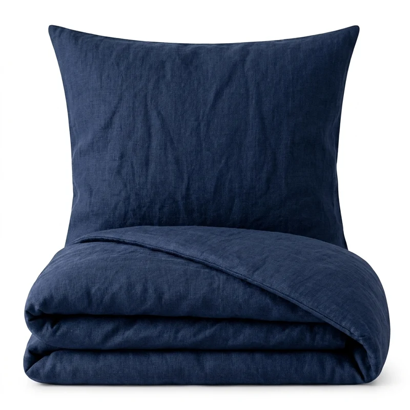 Bettwäsche Set: Halbleinen navyblau