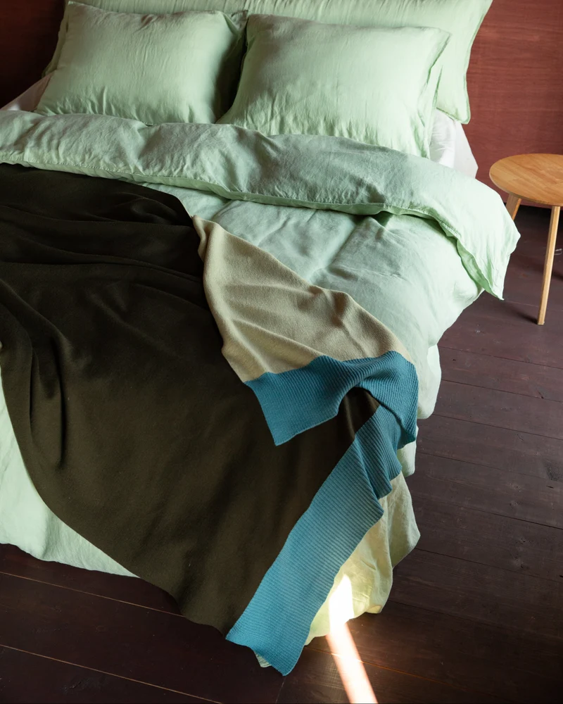 Merino Plaid Dark Olive Yellow Turquoise
