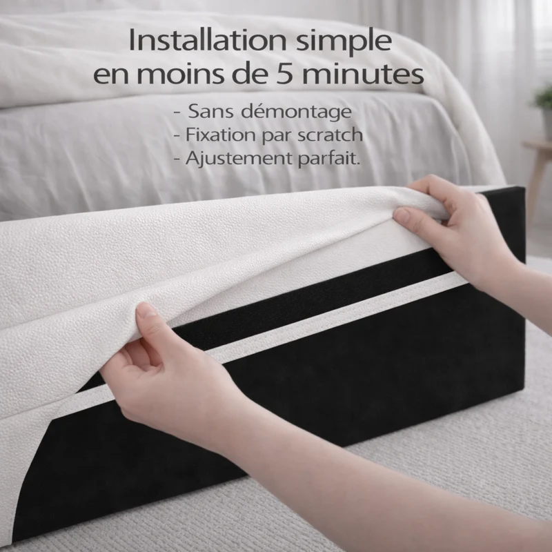 Housse structure lit coffre simili cuir blanc