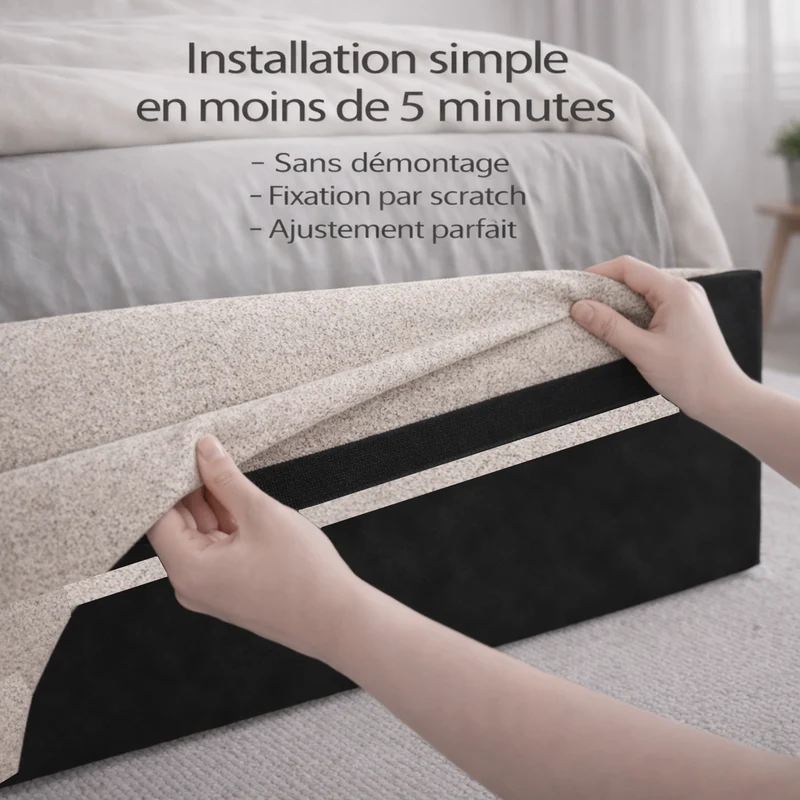 Housse structure lit coffre bouclette sable