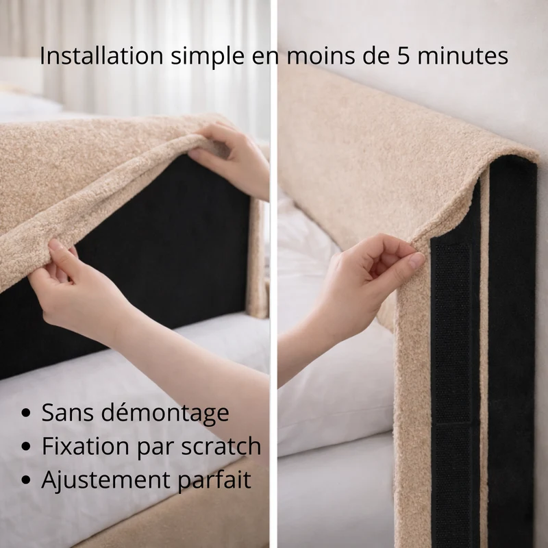 Housse de tête de lit bouclette sable