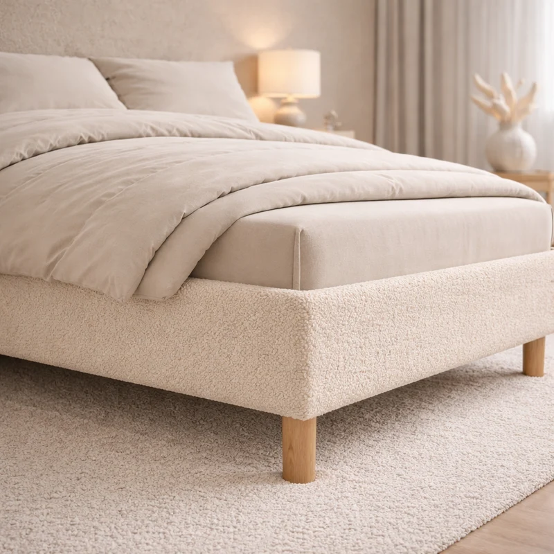 Housse structure lit fixe bouclette sable