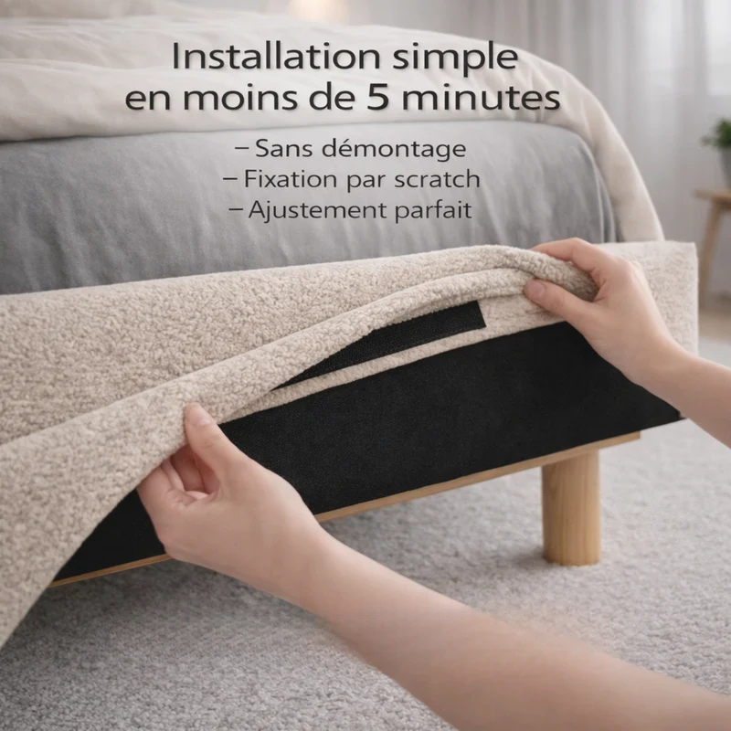 Housse structure lit fixe bouclette sable