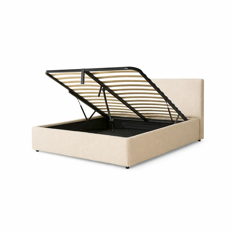 Lit coffre électrique avec tête de lit, bouclette, télécommande - Collection Futura design
