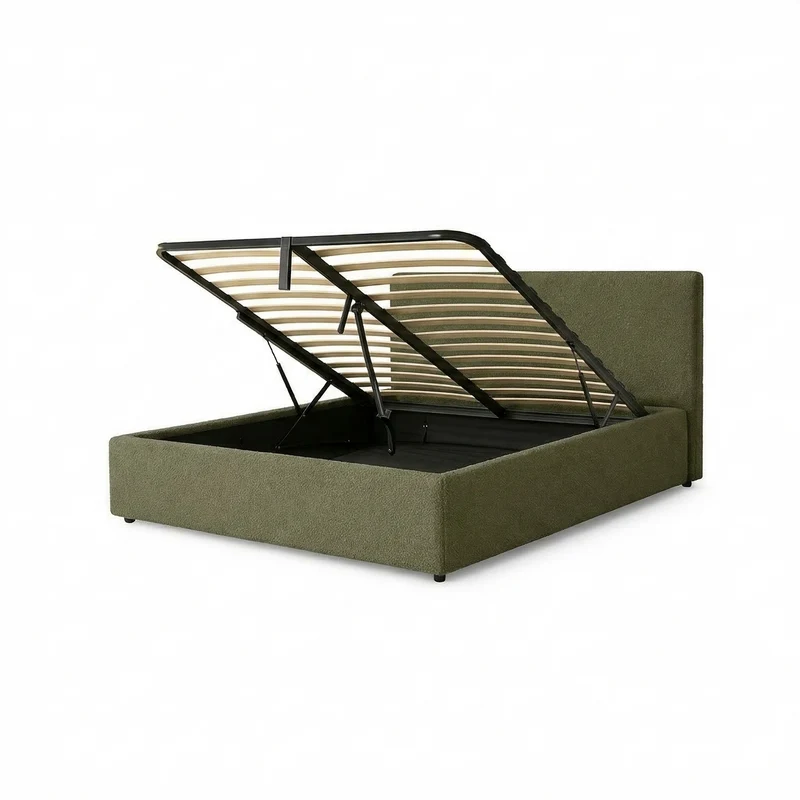 Lit coffre électrique avec tête de lit, bouclette, télécommande - Collection Futura design