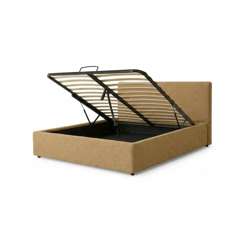 Lit coffre électrique avec tête de lit, bouclette, télécommande - Collection Futura design