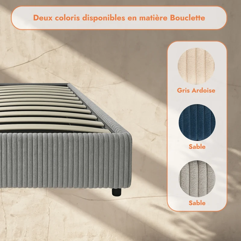 Lit coffre électrique avec tête de lit, velours côtelé, télécommande - Collection Futura design