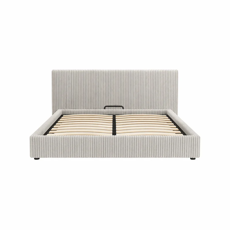 Lit coffre électrique avec tête de lit, velours côtelé, télécommande - Collection Futura design